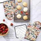 Cute Cat Oven Mitts and Pot Holders Sets 3PCS, Cat Silicone Heat Resistant Oven - Image 7