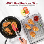 600ºF Heat Resistant Kitchen Tongs: U-Taste 9+12 inch Silicone Cooking Tong Set - Image 3
