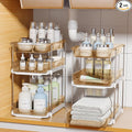 Delamu 2 Pack 3-Tier Bathroom Under Sink Organizers and Storage, Pull Out Clear by DELAMU