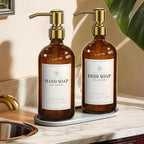 Amber Glass Soap Dispenser Set of 2, 16oz Hand and Dish Soap Dispenser by FachixyUS