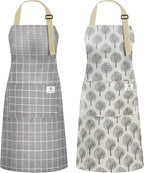 NLUS 2 Pack Waterproof Cooking Aprons, Adjustable Bib Soft Chef Apron by NLUS
