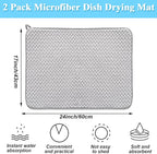 2 Pack Microfiber Dish Drying Mat, 24*17 inch Absorbent Dish Drainer Kitchen - Image 2