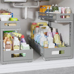 2 Pack 19IN Depth Under Sink Storage Organizer, Large 2-Tier Elegant Mesh Pull by UnderSinkOrganizer