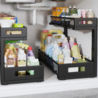 2 Pack 19IN Depth Under Sink Storage Organizer, Large 2-Tier Elegant Mesh Pull by UnderSinkOrganizer