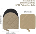 Oven Mitts and Pot Holders Set, Heat Resistant Silicone Kitchen Mini Oven - Image 2