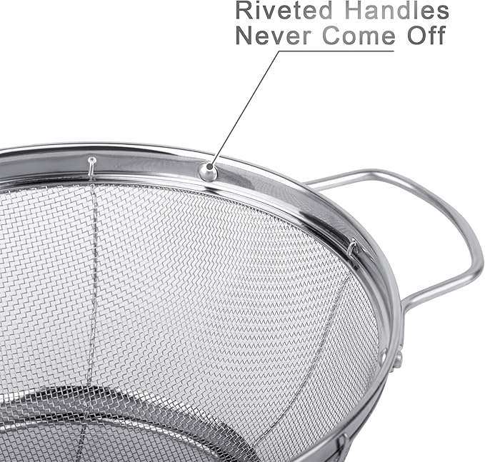 3 Pack 18/8 Stainless Steel Colander Sieves, Mesh Strainer Net Baskets - Image 3