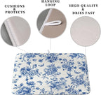 Dish Drying Mat for Kitchen Counter Blue and White Floral Drying Mats - Image 3