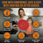 Silicone Splatter Screen for Frying Pan, 13” Red – Grease & Oil Splatter Guard - Image 7