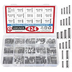 424-Piece Stainless Steel Roll Pin Kit – Spring Dowels, Slotted & Split Pins – by AIMUNOK
