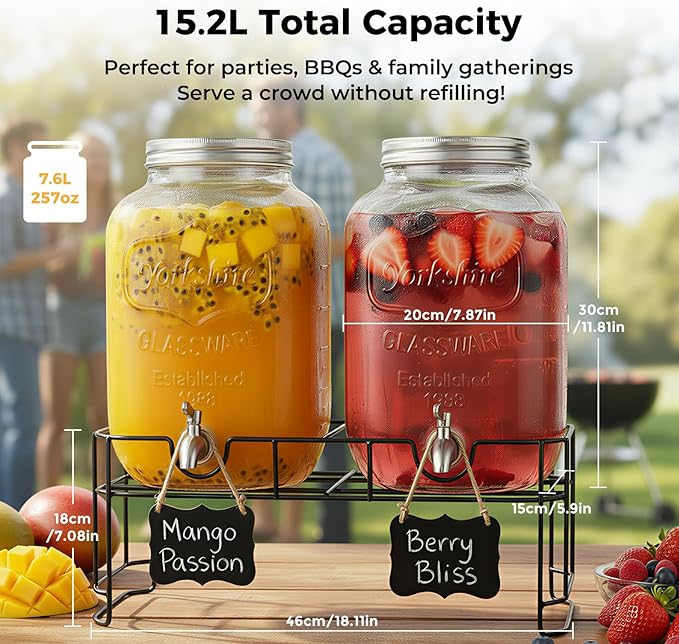 DD&HAPP 2 Gallon Glass Drinks For Parties - Image 2