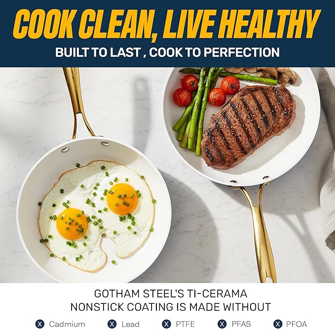 Gotham Steel 15 Pc Ceramic Pots and Pans Set Non Stick, Kitchen Cookware Sets - Image 4