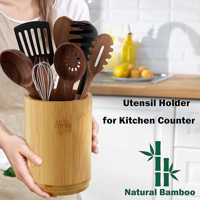 Utensil Holder, Bamboo Kitchen Utensil Holder - Image 3