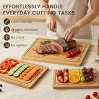 Extra Large Cutting Board Set of 3, Bamboo Cutting Boards - Image 4