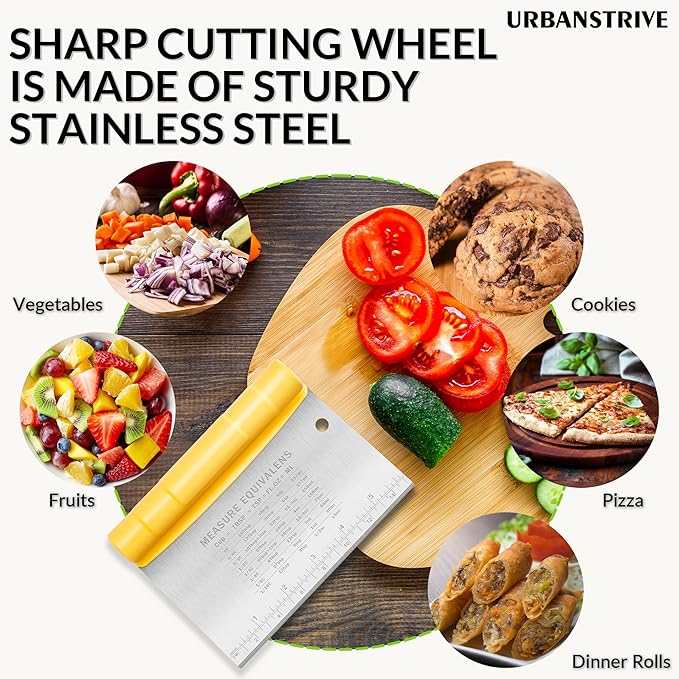 Urbanstrive Bench Scraper for Baking, Stainless Steel Dough Cutter and Scraper - Image 6