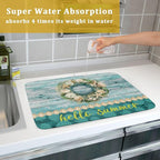 Hello Summer Dish Drying Mat for Kitchen Counter, Sea Shell Starfish Coastal - Image 7