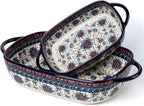 Baking Dish Ceramic Baking Pan Blue Casserole Dish Rectangular Baking Set 2pcs by ONECCI