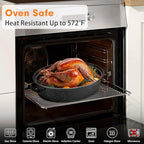 15” Roaster Pan with Lid and Rack, Small Enamel Roaster Pan with Oval Roasting - Image 4