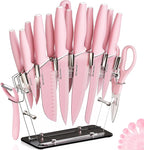 Astercook Knife Set with Block and Sharpener, 22 Piece Kitchen Knife Set by Astercook