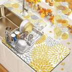 Findosom 2PCS 12" x 20" Fall Dish Drying Mat & 24" x 5.5" Sink Splash Guard by Findosom
