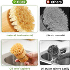 Bamboo Dish Scrub Brushes, Kitchen Wooden Cleaning Scrubbers Set - Image 3