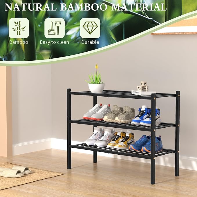 ROMGUAR CRAFT 3 Tier Bamboo Shoe Rack - Image 6