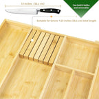 VaeFae Bamboo Kitchen Drawer Organizer, Utensil Tray - Image 4