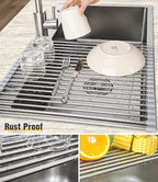 Tomorotec 21" x 15.5" Roll Up Dish Drying Rack Over Sink Drying Rack Sink Cover - Image 2