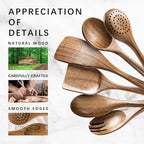 Wooden Spoons for Cooking, Nonstick Cooking Utensil Set - Image 4