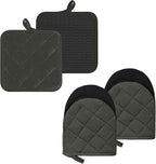 Oven Mitts and Pot Holders Set, Heat Resistant Silicone Kitchen Mini Oven by GOLDMEET