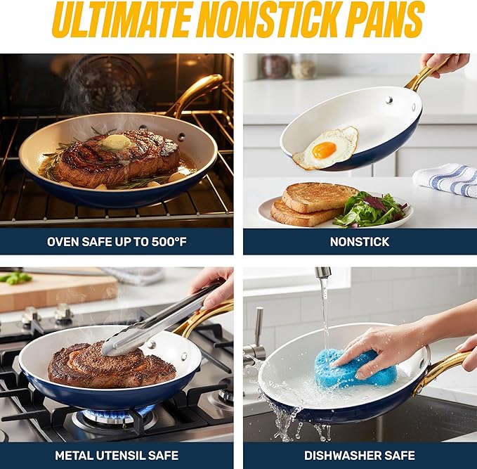Gotham Steel 15 Pc Ceramic Pots and Pans Set Non Stick, Kitchen Cookware Sets - Image 9