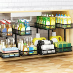 Under Sink Organizer 4-Pack, Metal 2-Tier Pull-Out Cabinet Shelf by AURIKAR
