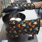 Oven Mitts Gloves 1 Pair Heat Resistant 480 ℉ Non Slip Clear Silicone Printed - Image 7