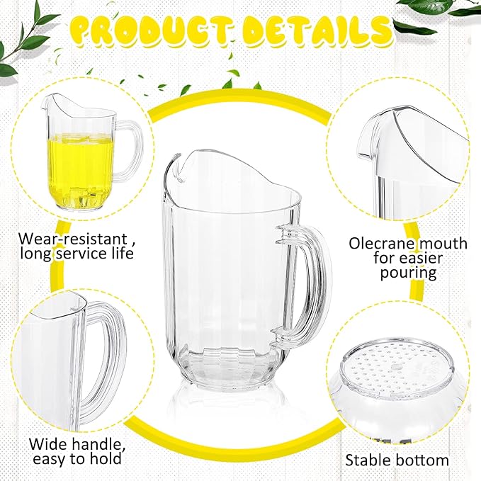 Tessco for you 20 Pcs Plastic Pitchers 60 Ounce Clear Restaurant Jug Large - Image 3