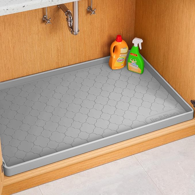Jin&Bao Waterproof Under Sink Mat 25" x 22", Thick Silicone Mat Cabinet by Jin%26Bao