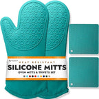 BPA-Free Soft Silicone 4 Piece Oven Mitts & Trivets Set by HOMWE