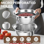 3.5QT Colander with Bowl, Rice Strainer, Stainless Steel Mixing Bowls with - Image 5