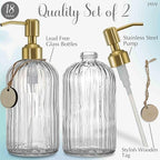 JASAI 2PACK 18Oz Fluted Glass Soap Dispenser - Image 2
