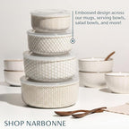KooK Serving Bowls, with Lids, Ceramic Nesting Bowls, Microwave and Dishwasher - Image 5