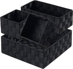 Posprica Small Black Baskets Cube Bin Container Tote, Woven Storage Baskets by Posprica