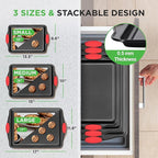 NutriChef 3-Piece Nonstick Kitchen Oven Baking Pans - Image 2