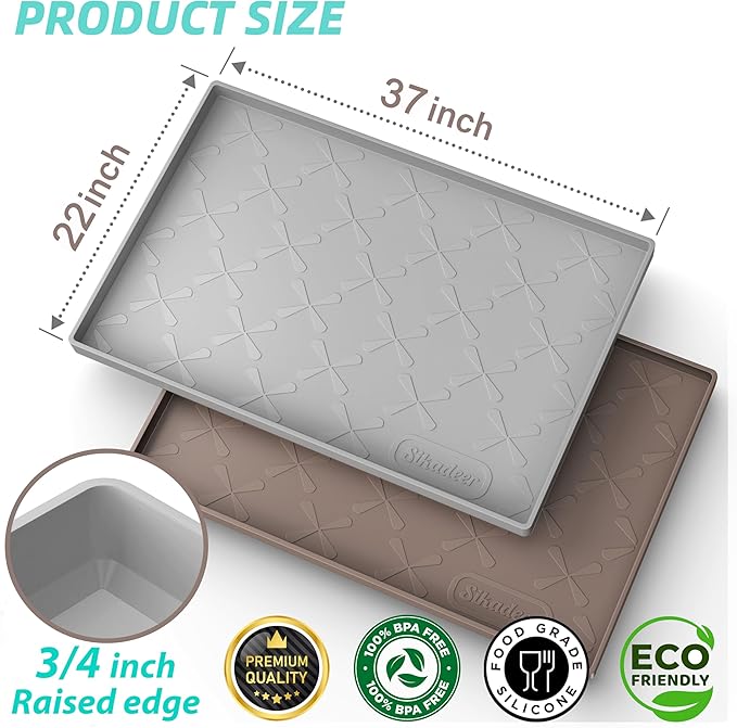 SIKADEER 37" x 22" Under Sink Mat Waterproof, Silicone Mat Kitchen Drawer Shelf - Image 3