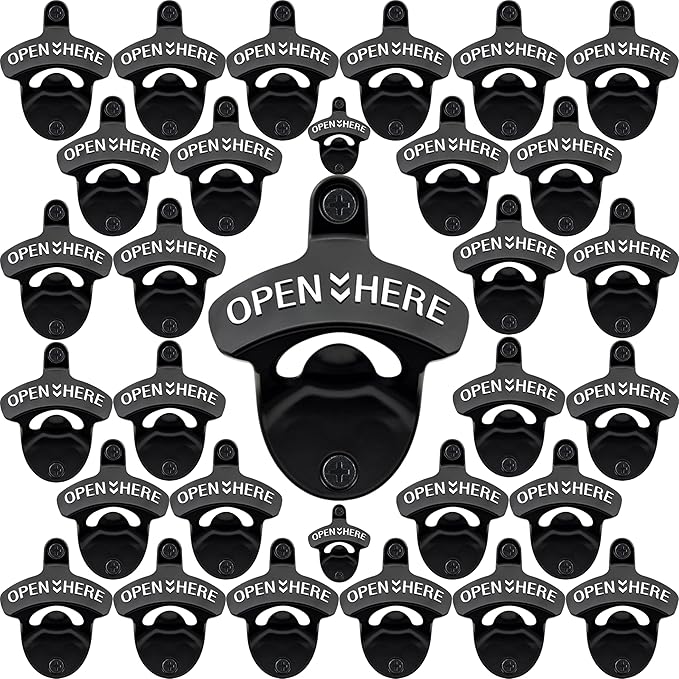 30 PCS Stainless Bottle Opener Wall Mount Black Bulk Beer Soda Cap Opener by Wallmountedbottleopener