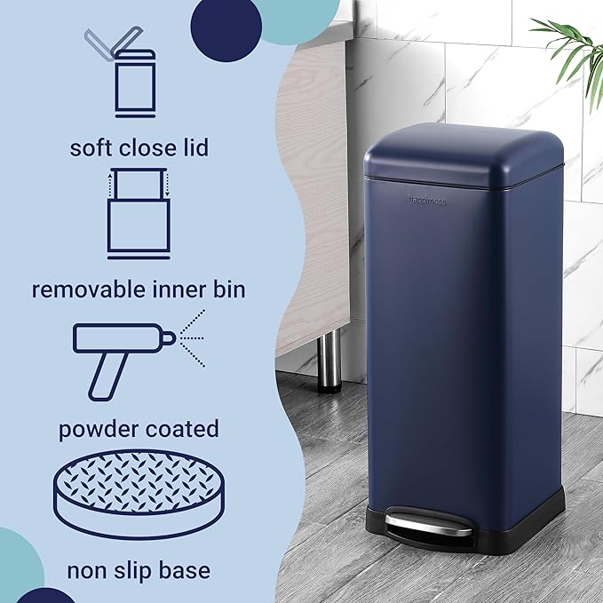 happimess HPM1007H Betty Retro 8-Gallon Step-Open Trash Can, Fingerprint - Image 3
