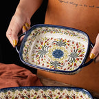 Baking Dish Ceramic Baking Pan Blue Casserole Dish Rectangular Baking Set 2pcs - Image 6