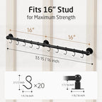 KES 130lb High-Capacity 32 Inch Pot Rack Wall Mounted - Image 9