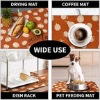 Hello Fall Drying Mat for Kitchen Counter Autumn Orange Pumpkin Dry Dish Mat - Image 7