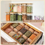 6oz Glass Spice Jars with Bamboo Lid and Label, 12 Pack Square Glass Container - Image 3