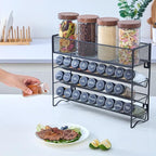 Spice Rack Organizer with 27 Spice Jars with Black Lids, Spice Labels, - Image 4