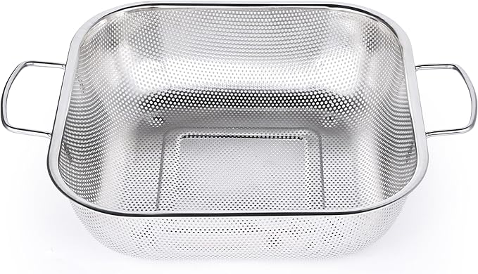 Gulex Colander Stainless Steel 3-Quart, Square Metal Strainers, Strainer by Gulex