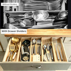Utoplike 4 pcs Bamboo Kitchen Drawer Dividers Large, Adjustable Drawer - Image 4